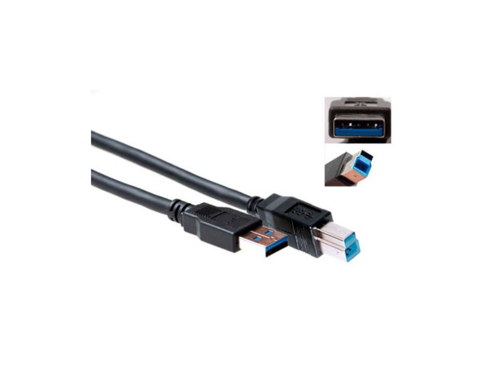 ACT | USB 3.0 Kabel | USB 3.2 Gen 1 | USB-A naar USB-B | 1m | Zwart - Matmuis